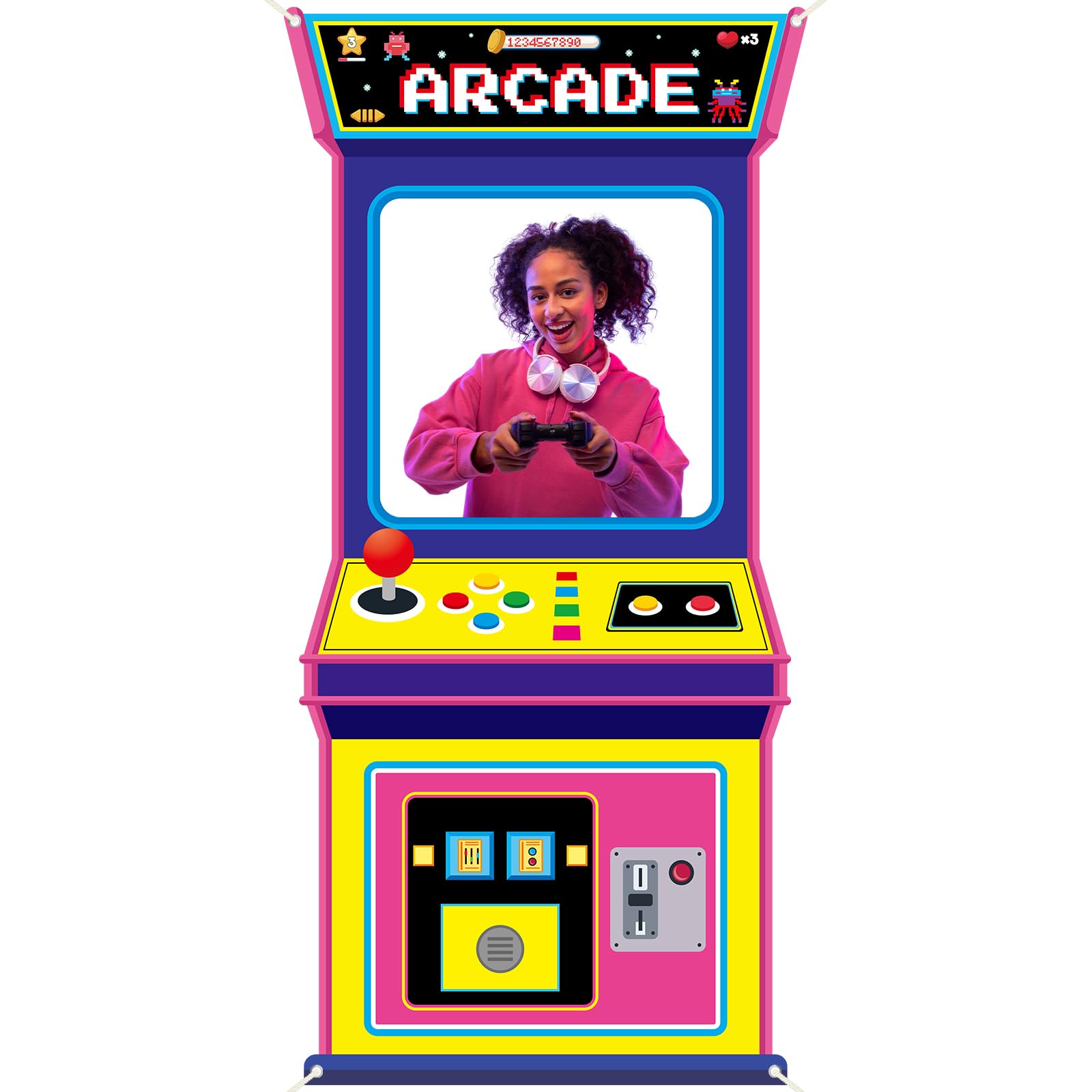 Background Retro Gaming - Retro Video Gaming Fabric Arcade Game