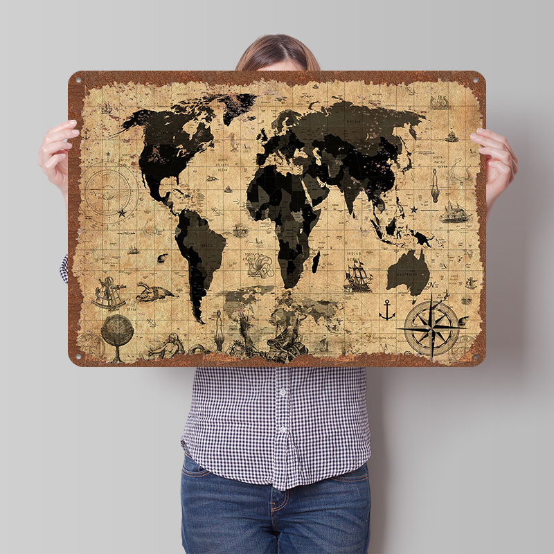 World Of Retro Gaming - World Map Vintage Sepia Printed Poster