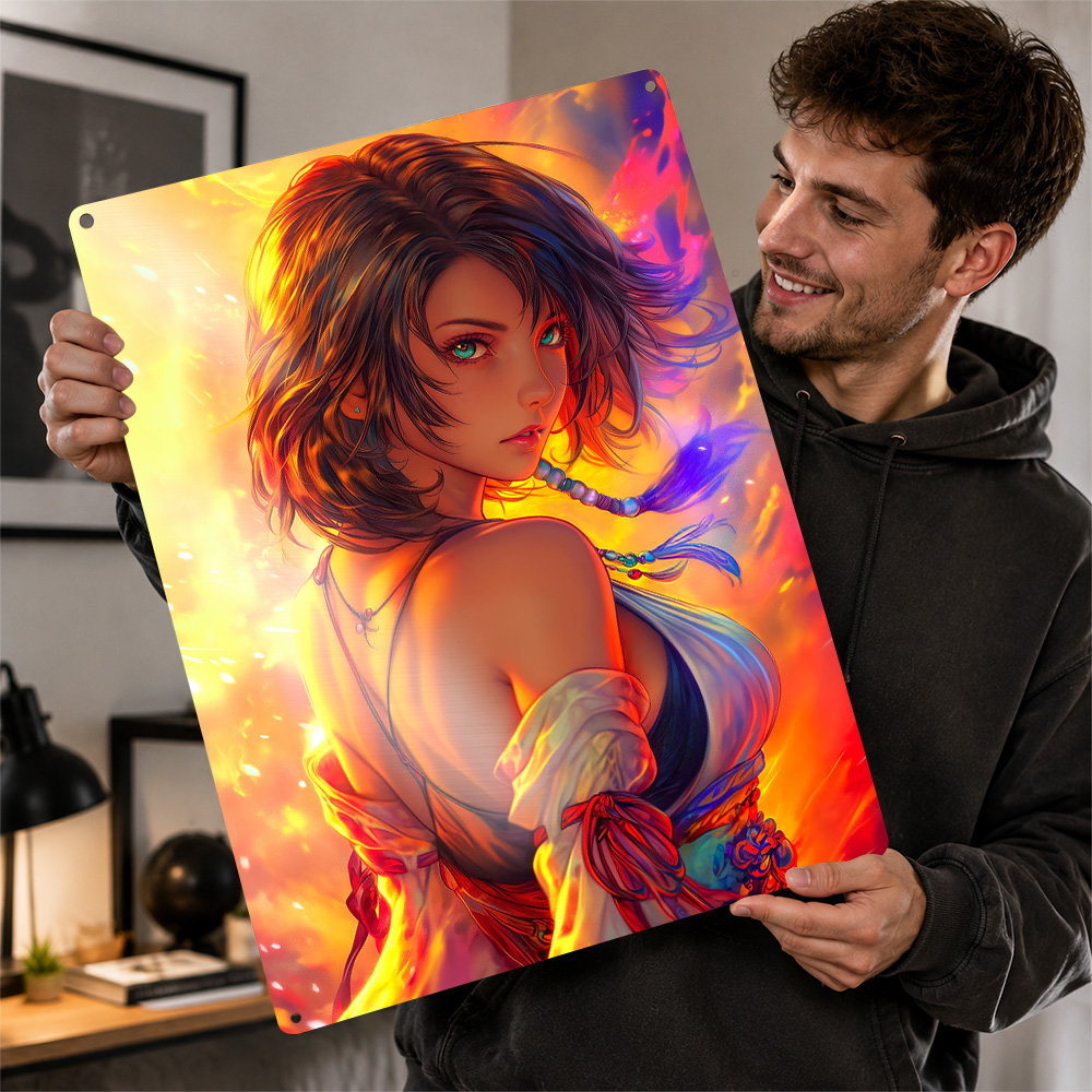 Anime Girl With Fiery Backgrou - Background Retro Gaming review and price