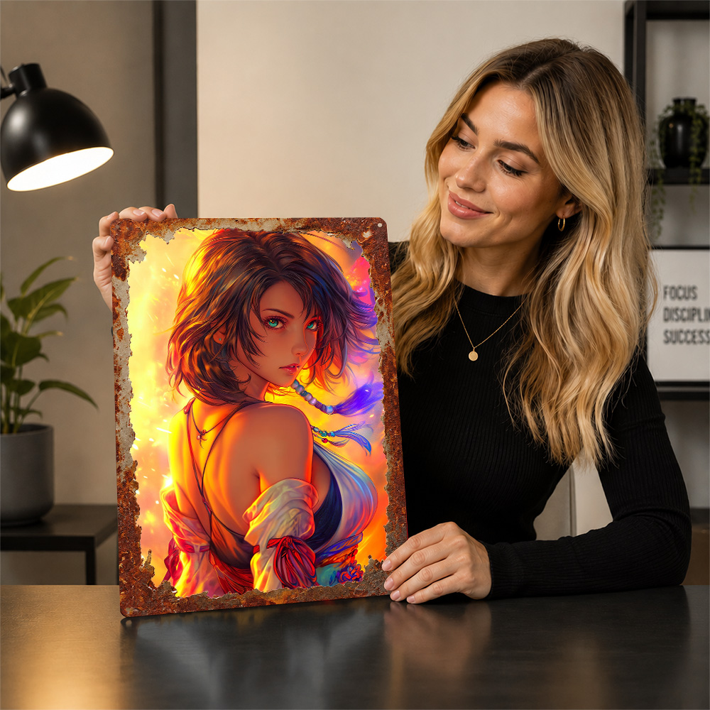 Anime Girl With Fiery Backgrou - Background Retro Gaming review and price