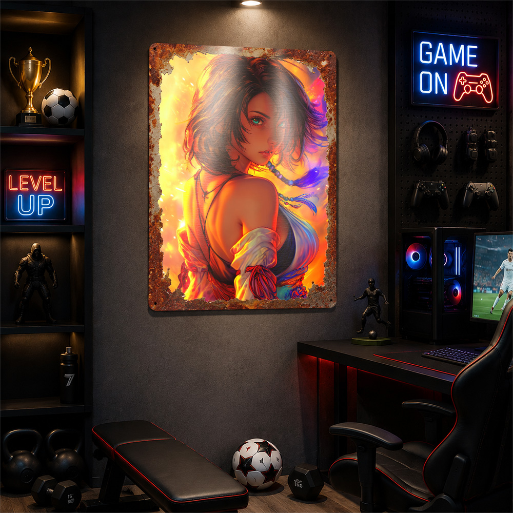 Anime Girl With Fiery Backgrou - Background Retro Gaming review and price