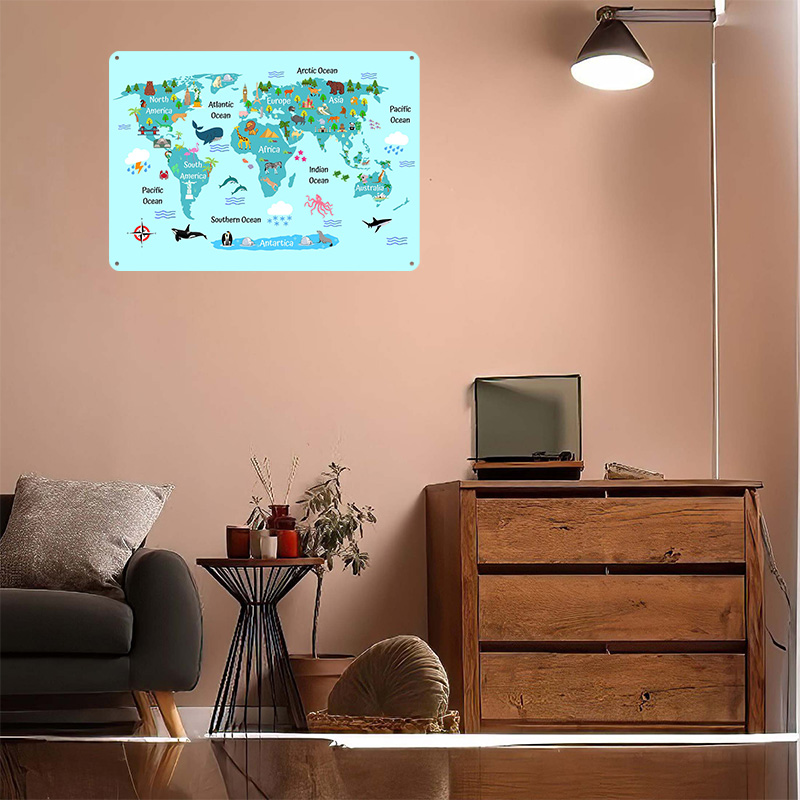 Kids World Map Printed Poster  - World Of Retro Gaming review and price